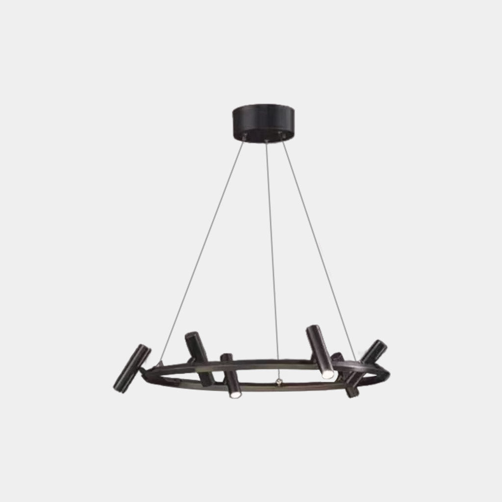 LED Ring/Linear Chandelier with Rotating Spotlights, Black