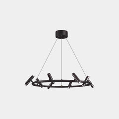 LED Ring/Linear Chandelier with Rotating Spotlights, Black