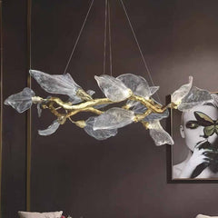 Leaf Chandelier Hanging Branch Resin, Gold