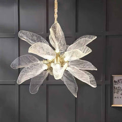 Leaf Chandelier Hanging Branch Resin, Gold
