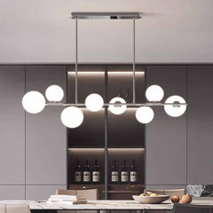 Lámpara colgante lineal de globo, cromada/negra