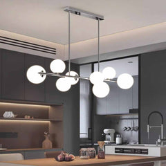 Lámpara colgante lineal de globo, cromada/negra