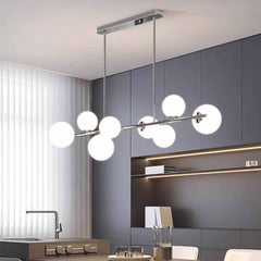 Lámpara colgante lineal de globo, cromada/negra