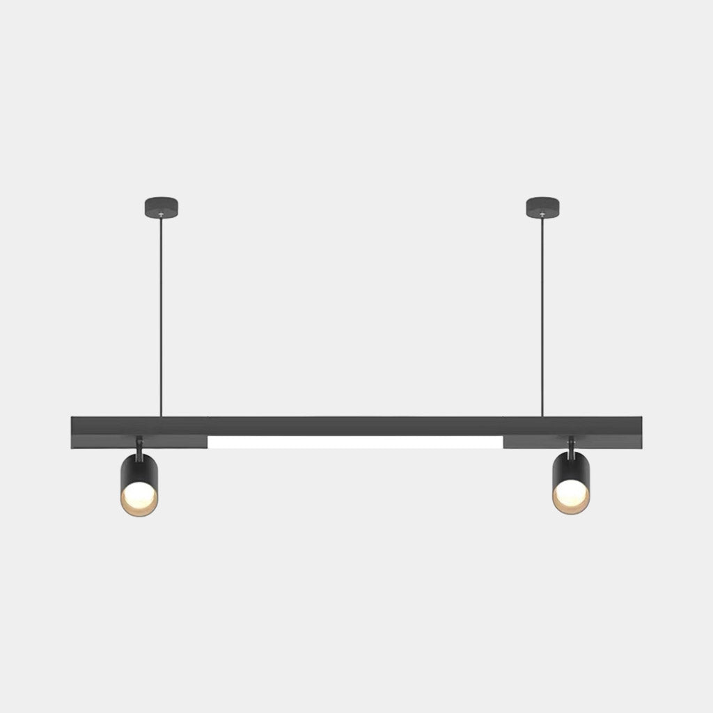 Lineaire LED-hanglamp met spots voor winkels/kantoren, zwart