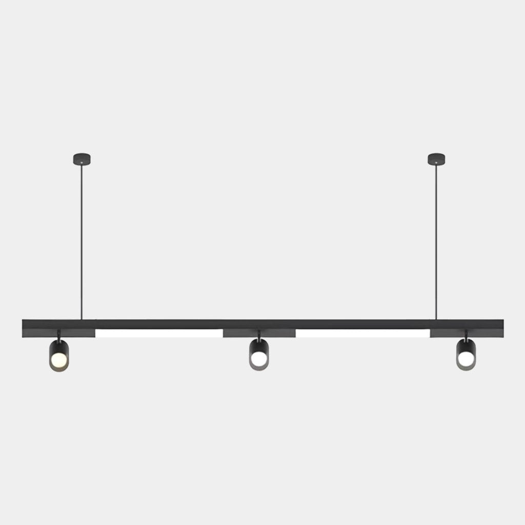 Linear LED Pendant Light with Spotlights for Shops/Offices, Black