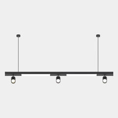 Lineaire LED-hanglamp met spots voor winkels/kantoren, zwart