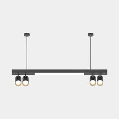Lineaire LED-hanglamp met spots voor winkels/kantoren, zwart