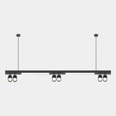 Lineaire LED-hanglamp met spots voor winkels/kantoren, zwart