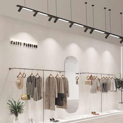 Lineaire LED-hanglamp met spots voor winkels/kantoren, zwart