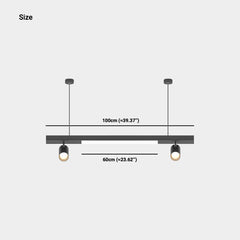 Lineaire LED-hanglamp met spots voor winkels/kantoren, zwart