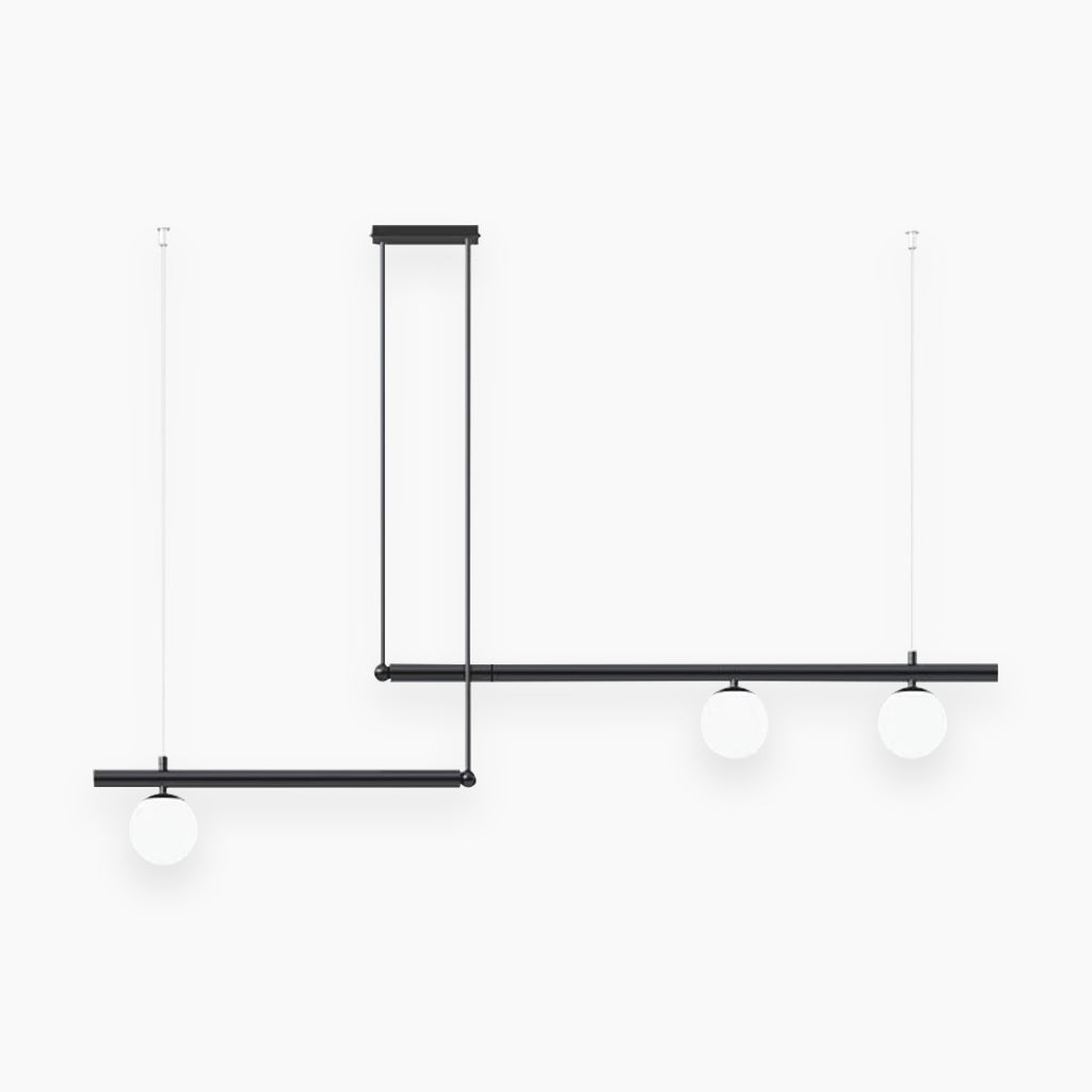 Linear Pendant Light 3 Bulb Black