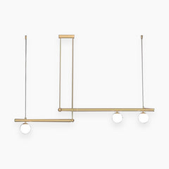 Linear Pendant Light 3 Bulb Gold