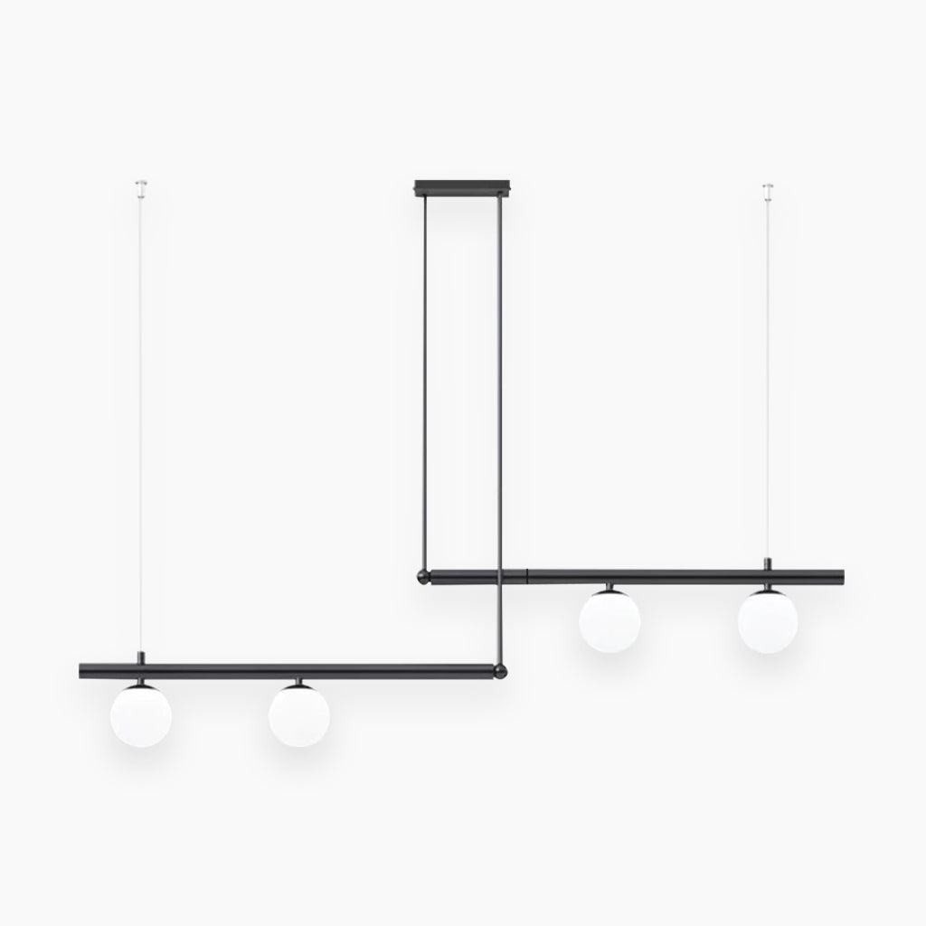 Linear Pendant Light 4 Bulb Black
