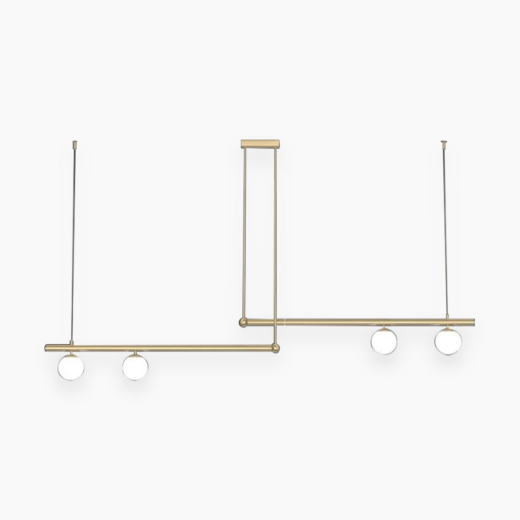 Linear Pendant Light 4 Bulb Gold