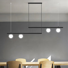 Linear Pendant Light Dining Room Black 4 Bulb