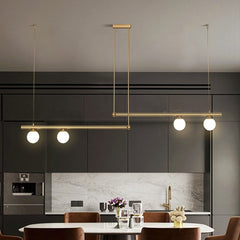 Linear Pendant Light Dining Room Gold 4 Bulb