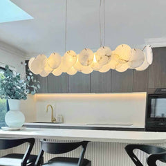 Suspension Linéaire Luxe avec Disques d'Albâtre