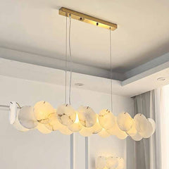 Suspension Linéaire Luxe avec Disques d'Albâtre