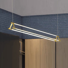 Függő fényű modern sárgaréz hosszú rúd lineáris LED, arany