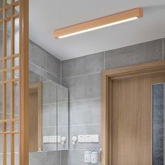 Flush Mount Ceiling Light Long Wooden Linear LED