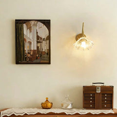 Aplique de pared Loto Flor de cristal de latón francés