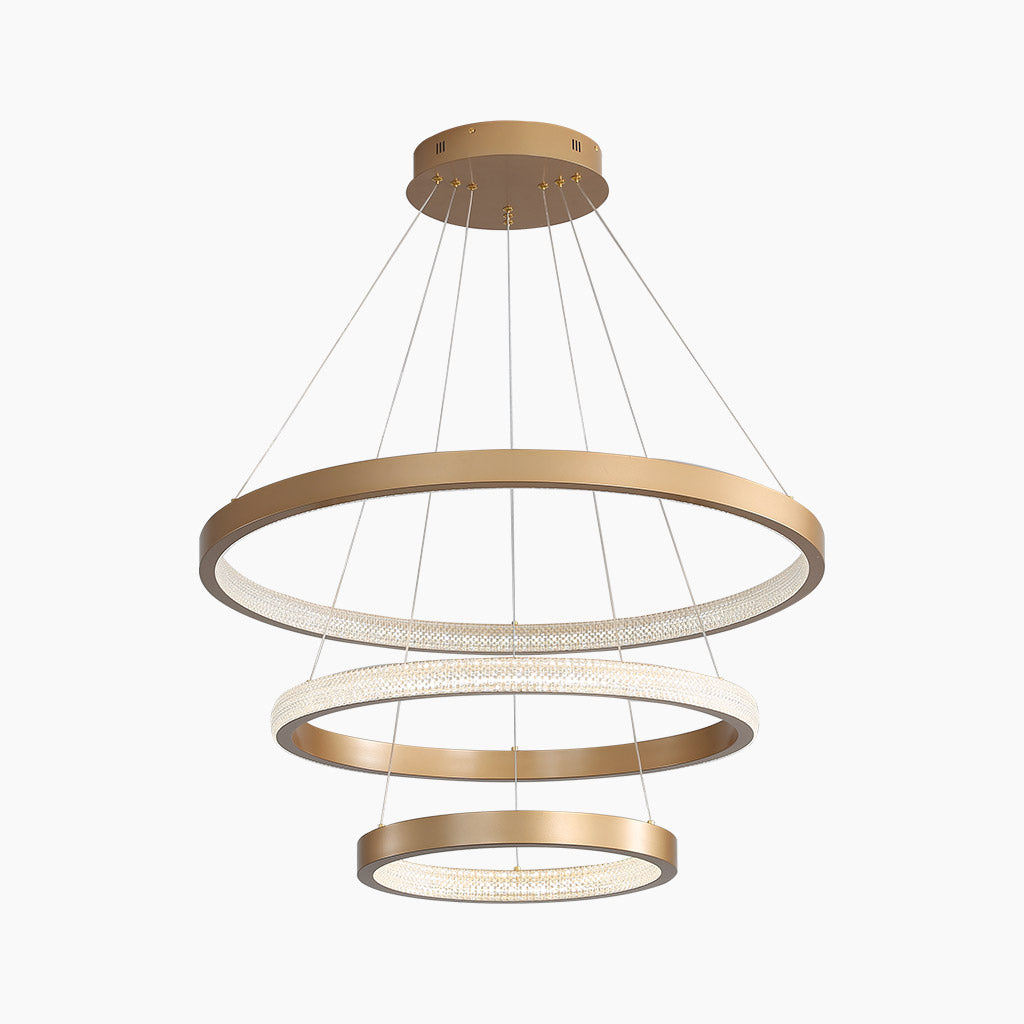 Luxurious Modern Gold Halo LED Ring Chandelier 3 Ring