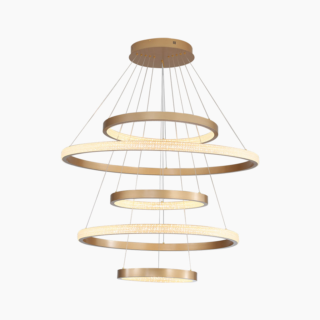 Luxurious Modern Gold Halo LED Ring Chandelier 5 Ring