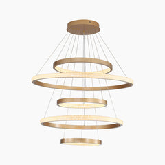Luxurious Modern Gold Halo LED Ring Chandelier 5 Ring