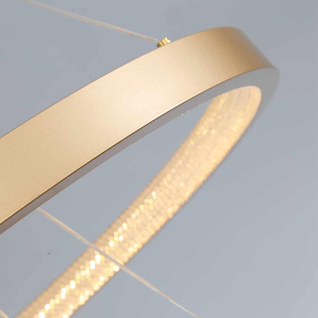 Luxurious Modern Gold Halo LED Ring Chandelier Detail