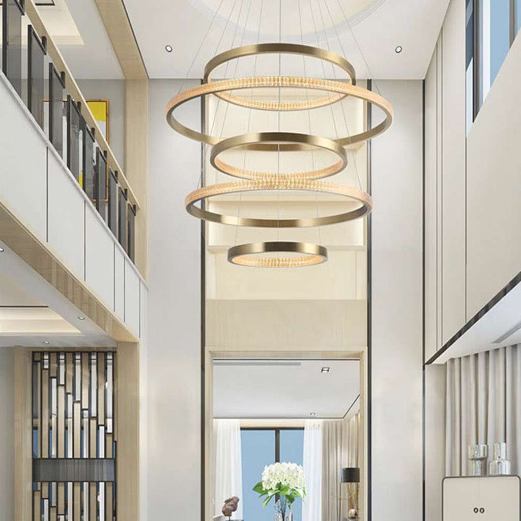 Luxurious Modern Gold Halo LED Ring Chandelier Hall