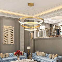 Luxurious Modern Gold Halo LED Ring Chandelier High Ceilings