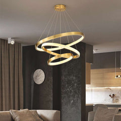 Luxurious Modern Gold Halo LED Ring Chandelier Living Room