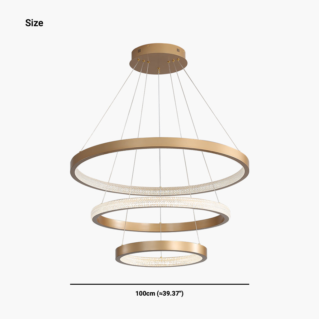 Luxurious Modern Gold Halo LED Ring Chandelier Size