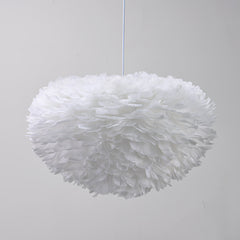Luxury Goose Feather Globe Pendant Light White Shade