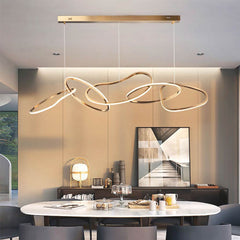 Luxury LED Stainless Steel Oval Circle Gold Chandelier Dining Room