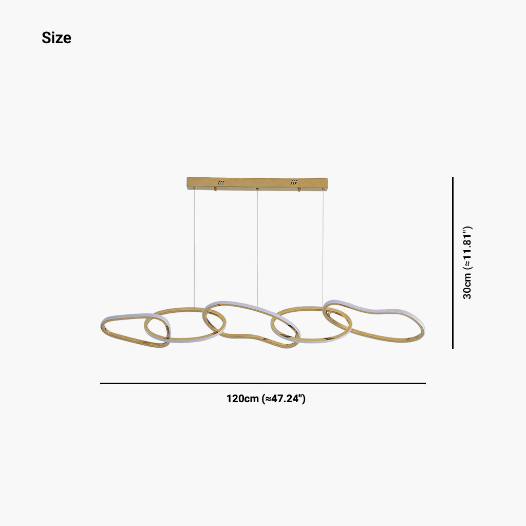 Luxury LED Stainless Steel Oval Circle Gold Chandelier Size
