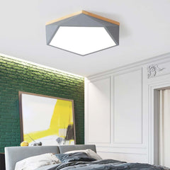 Macaron Geometric Wood Acrylic LED Ceiling Light Grey
