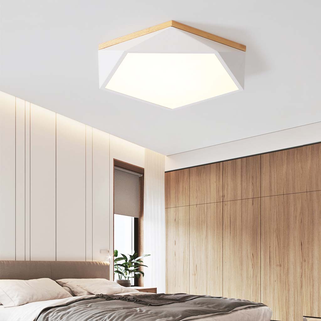 Macaron Geometric Wood Acrylic LED Ceiling Light White