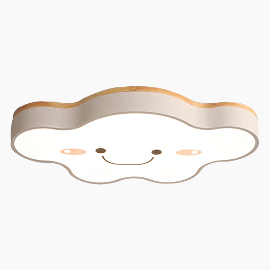 Macaron Wood Iron Flush Mount Cloud Ceiling Light Main