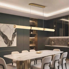 Marble Linear Pendant Light Cylinder Horizontal