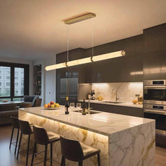 Marble Linear Pendant Light Cylinder Horizontal