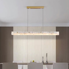 Marble Linear Pendant Light Dimmable LED for Dining Room