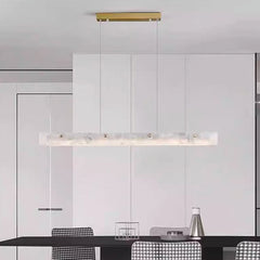 Marble Linear Pendant Light Dimmable LED for Dining Room