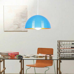 Metal Dome Pendant Light Blue Dining Room