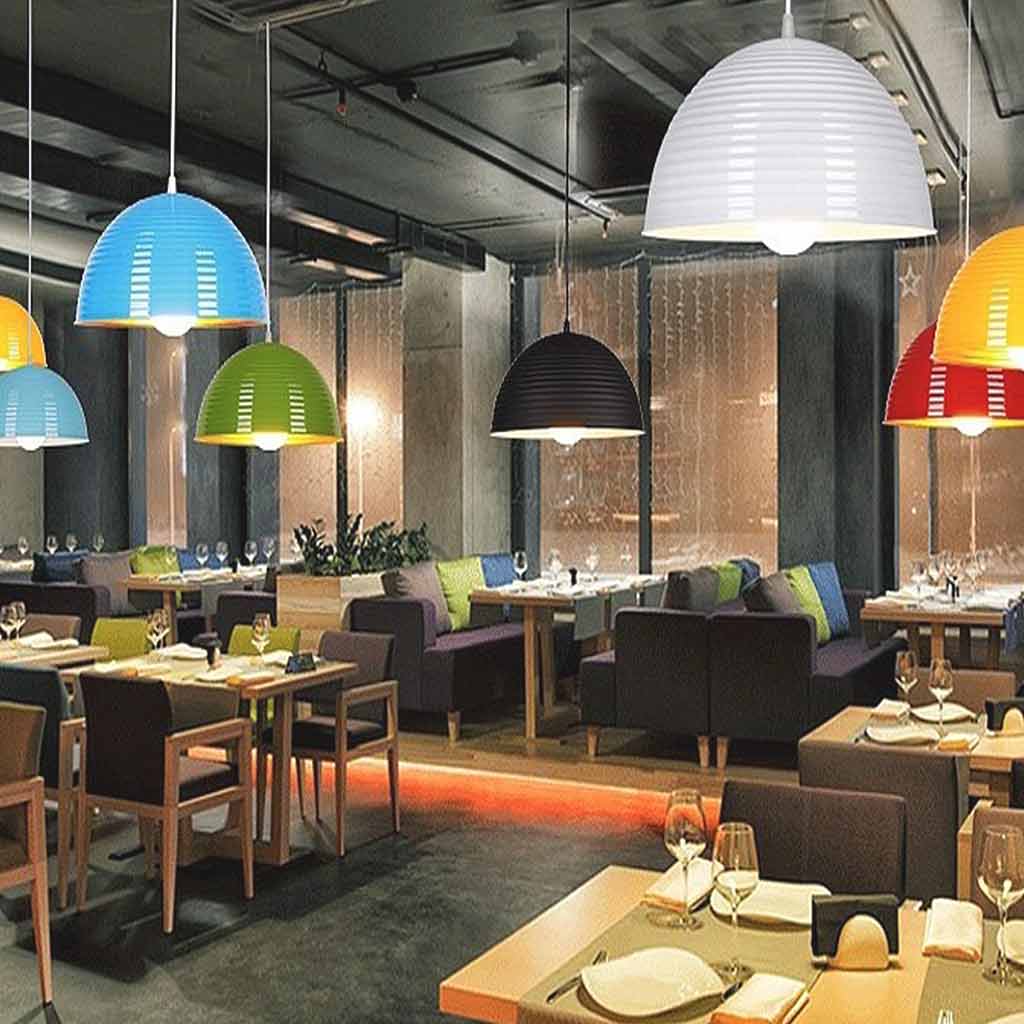 Metal Dome Pendant Light Restaurant Different Colors