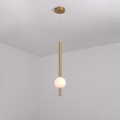 Metal & Milk Glass LED Linear Pendant Light  Room Light Off