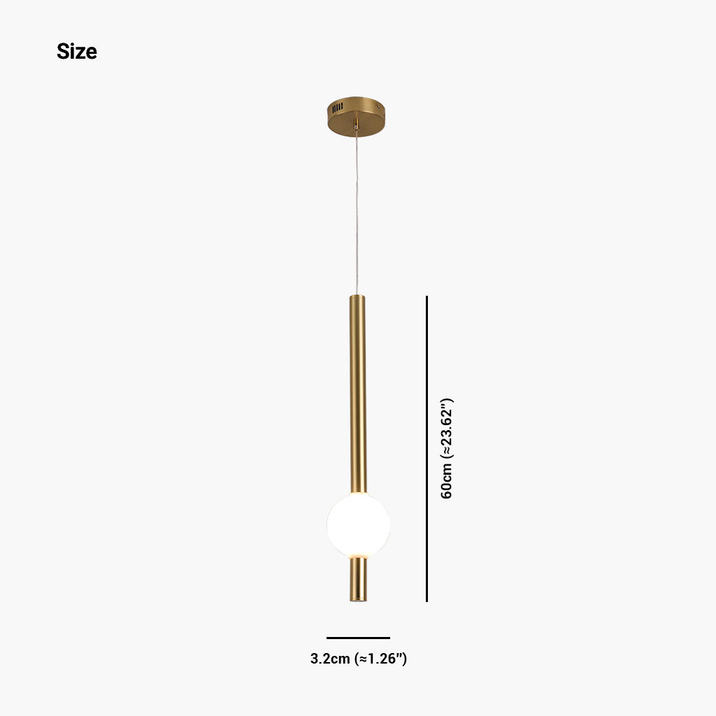 Metal & Milk Glass LED Linear Pendant Light  Size