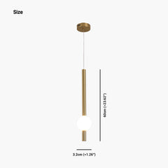 Metal & Milk Glass LED Linear Pendant Light  Size