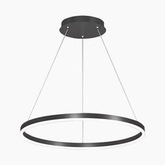 Minimalist Black LED Loop Ring Aluminum Chandelier 1 Circle