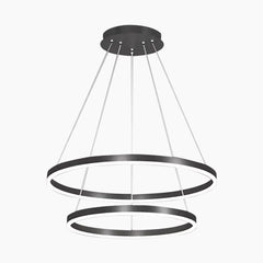 Minimalist Black LED Loop Ring Aluminum Chandelier 2 Circle